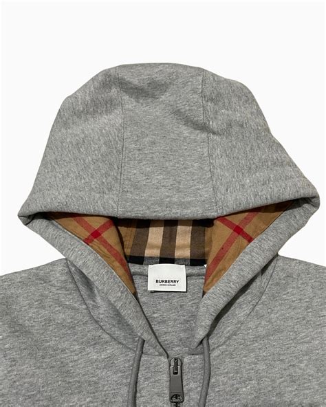 burberry hoodie fordson grey|burberry vintage check zipped hoodie.